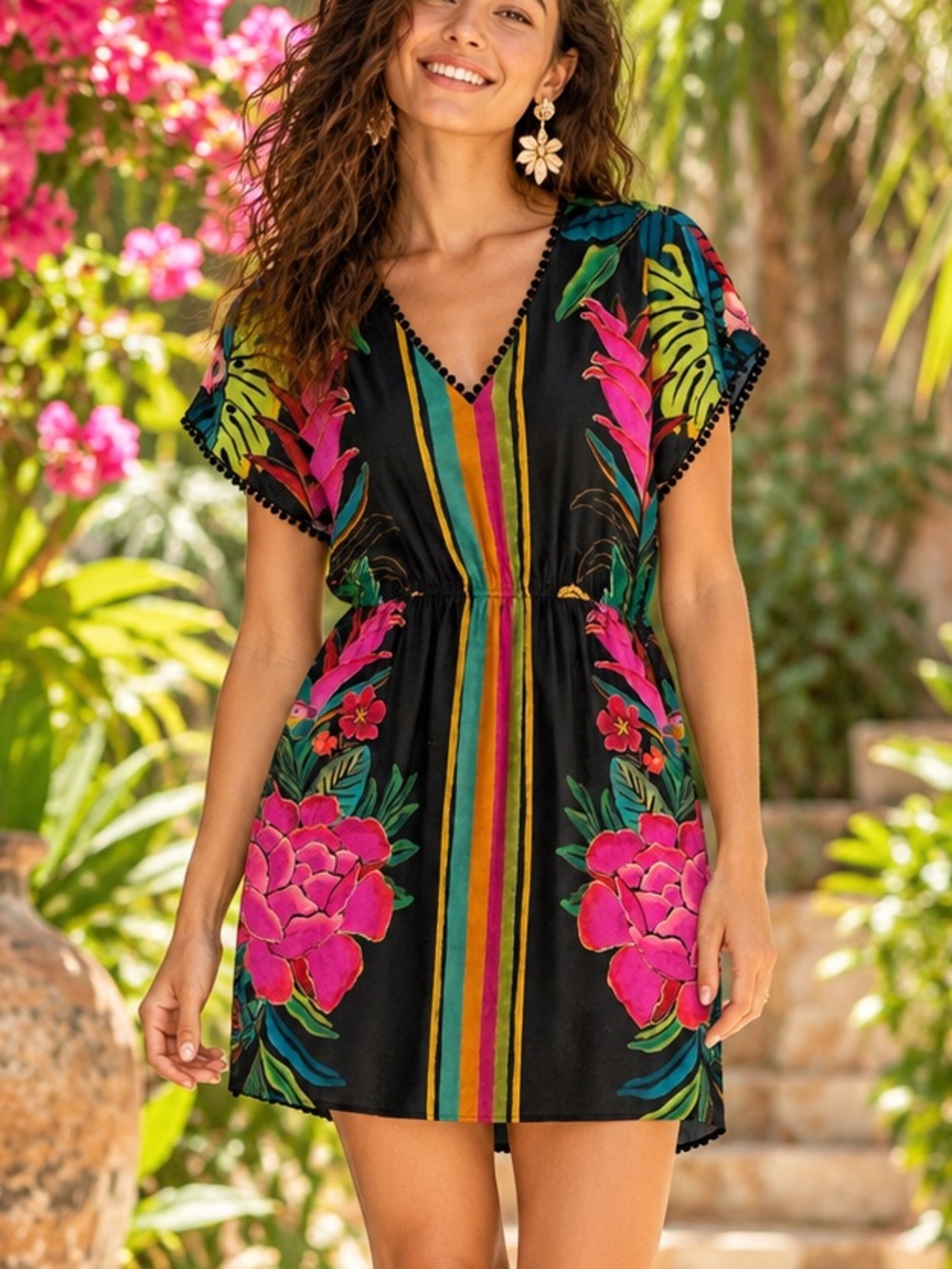 FARM Rio for Anthropologie Floral Mini Dress Size S
